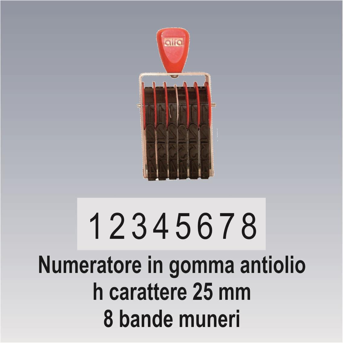 Timbro numeratore 25 mm 8 bande