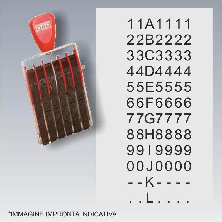 Timbro alfanumerico speciale 5 bande numeri + 1 banda lettere